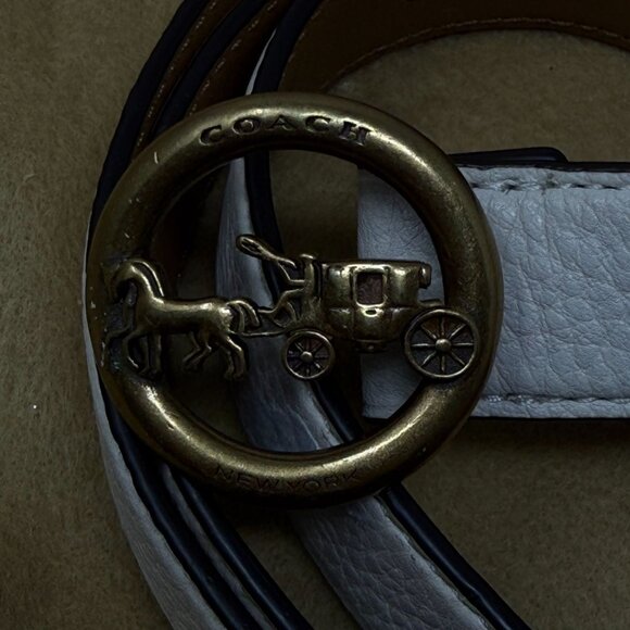 Coach Horse and Carriage Signature Buckle Belt White 78181 Chalk LARGE - Picture 2 of 9
